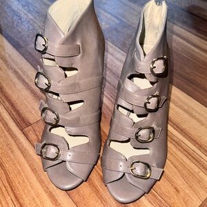 Cato Taupe Multi-Buckle Heeled Boots